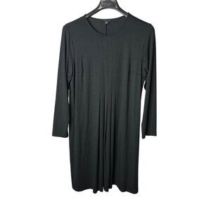 J.Jill Plus Size Wearever Collection A-Line Midi Dress 1X Pleated Front Black